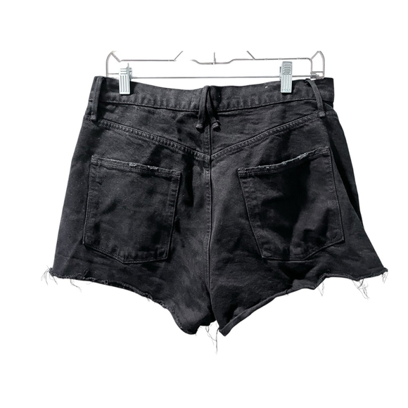 Good American Black Distressed Cut Off Denim Jean Shorts Size 6/28 Women's - Picture 5 of 5